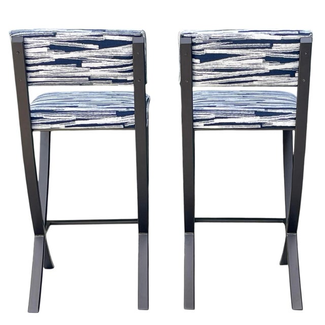 Forged Steel Counter Stools in the Style of Charleston Forge Naples, a Pair For Sale - Image 4 of 10