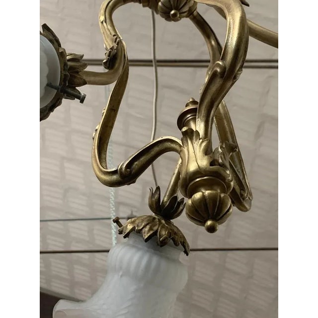 Art Nouveau Bronze Ceiling Lamp For Sale - Image 6 of 8