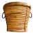 Vintage Mid Century Italian Pencil Reed Bamboo Rattan Log Basket With Brass Trim and Handles. For Sale