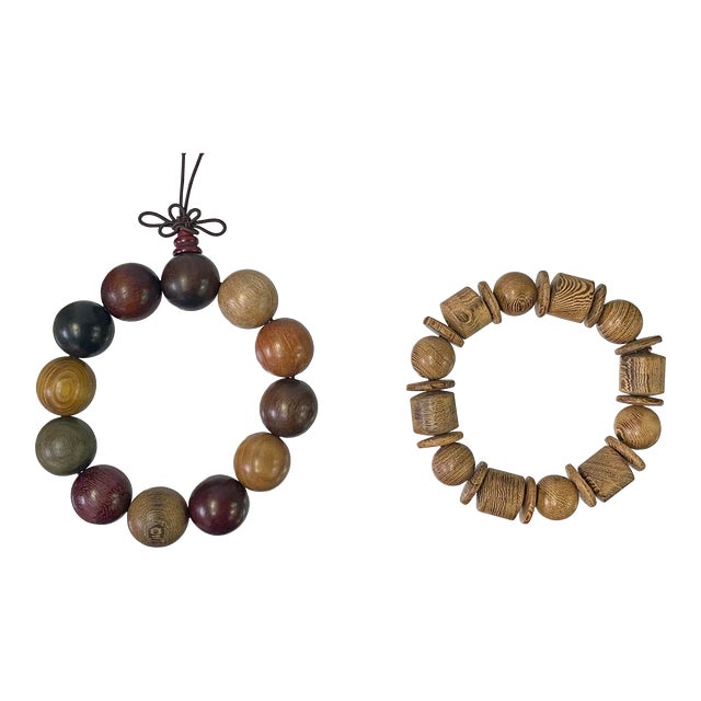 2 Mixed Brown Wood Beads Hand Rosary Praying Bracelet For Sale