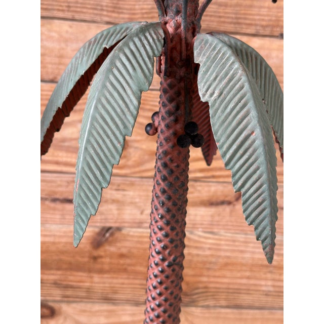 Pair of Vintage Sculptural Metal Palm Tree Floor Candle Holders For Sale In Naples, FL - Image 6 of 13