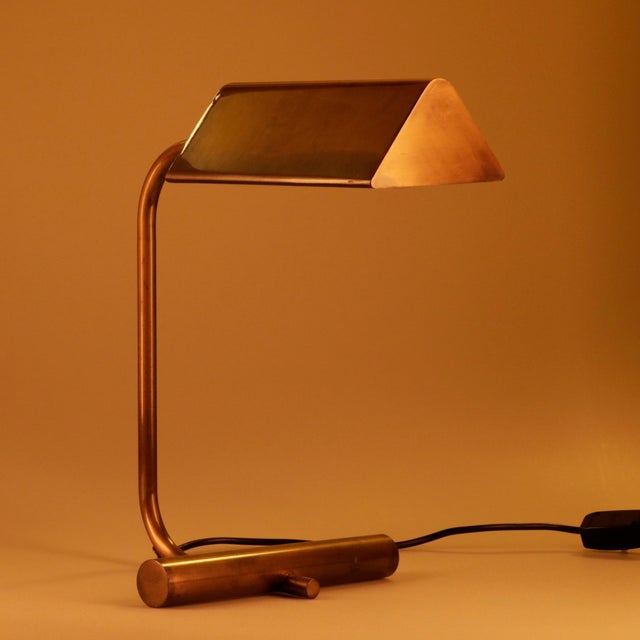 Minimalist Table and Desk Lamp in Burnished Brass, 1960s For Sale - Image 4 of 8