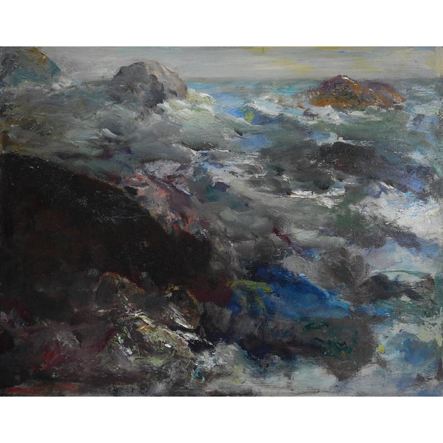 Mid 20th Century Mid 20th Century Impressionist Rocky Seascape Painting For Sale - Image 5 of 8