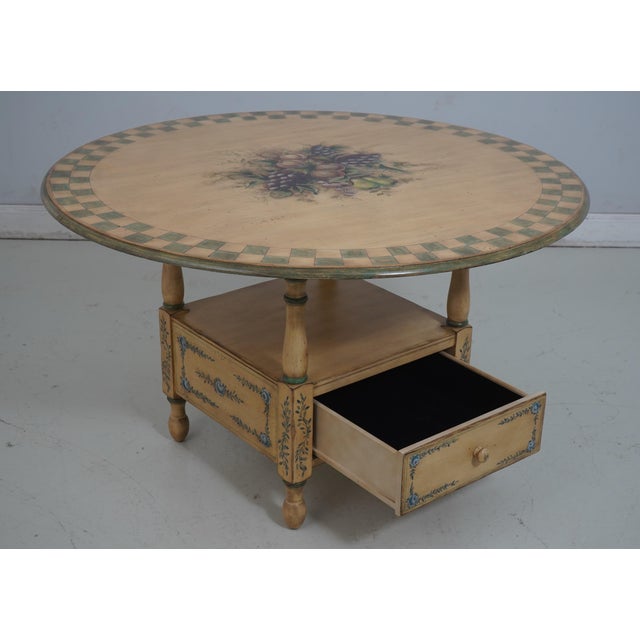 Traditional Country Paint Decorated Round Dining Room Table For Sale - Image 3 of 12