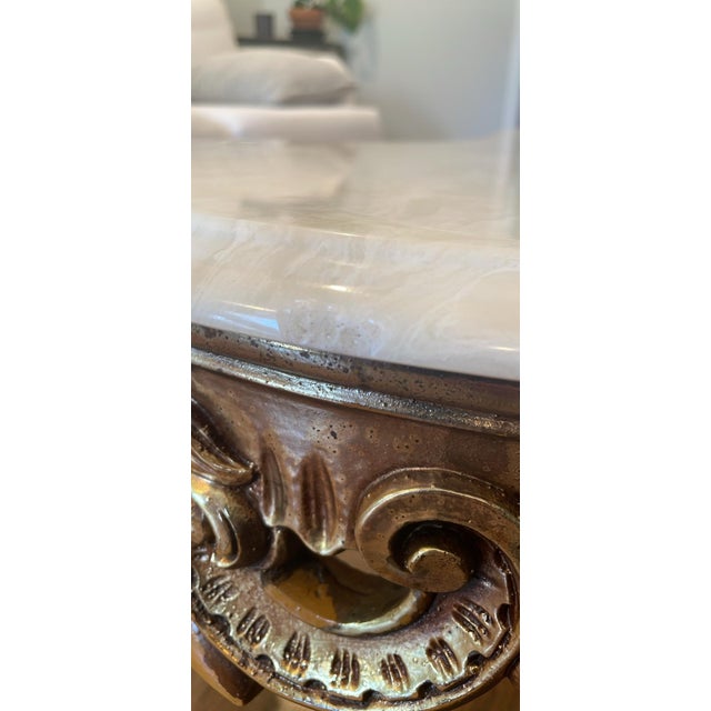 Wood Late 20th Century Custom Numbered Giltwood & Marble Coffee Table, 52” For Sale - Image 7 of 7