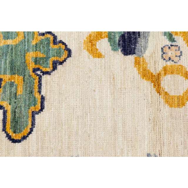 Cream 9x12 Hand-Knotted Modern Chinoiserie Wool Rug – Dragon & Cloud Motif in Cream For Sale - Image 8 of 11