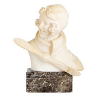 Sculpture, Amelia Earhart, 1890s, Alabaster & Marble For Sale
