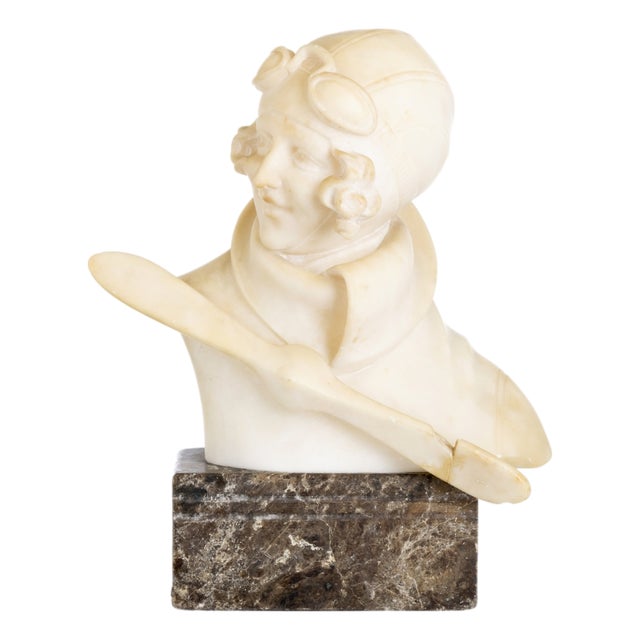 Sculpture, Amelia Earhart, 1890s, Alabaster & Marble For Sale
