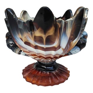 Art Deco Glass Cake Stand from United Glassware STS Abel, 1930s For Sale