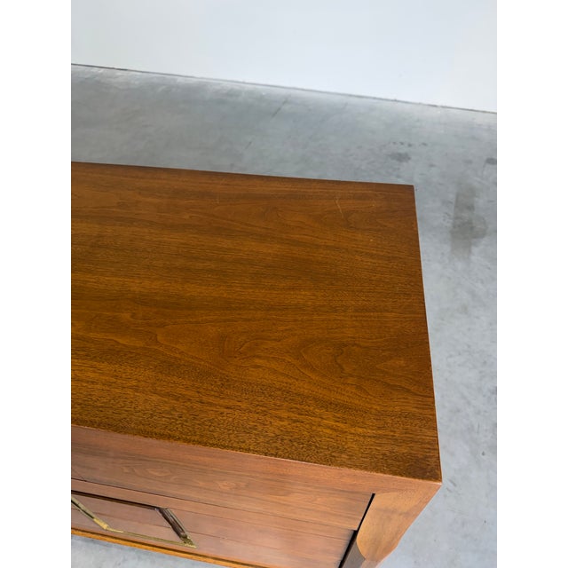 Mid Century Modern Walnut 8 Drawer Long Dresser For Sale In Tampa - Image 6 of 12