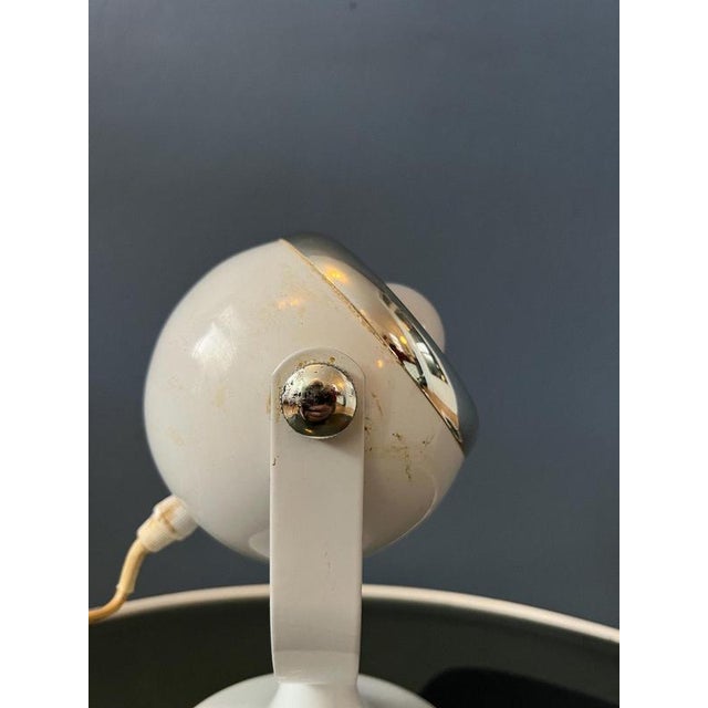 Small Mid-Century Space Age White Eyeball Table Lamp For Sale - Image 9 of 11