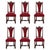 Brown Early 20th Century Spanish Carved Walnut Set of Six Chairs with Red Velvet Seat and Back For Sale - Image 8 of 18