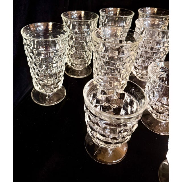Indiana Glass Company Mid 20th Century Indiana Glass Colony Whitehall Cubist Glasses - Set of 11 For Sale - Image 4 of 12