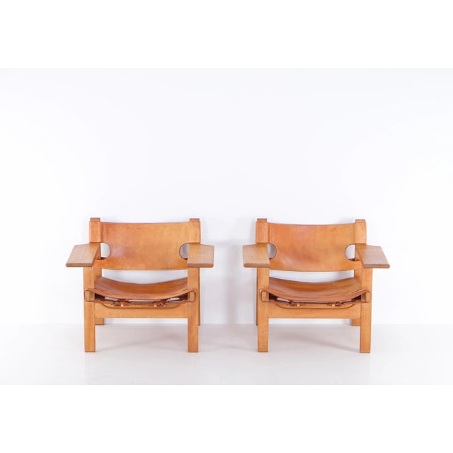 Wood Set of Spanish Chairs attributed to Børge Mogensen, 1960s For Sale - Image 7 of 11
