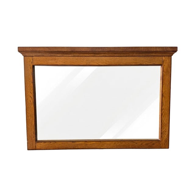 Large Vintage Sovereign Collection Over Mantle Wall Mirror with Golden Oak Frame from Morris Furniture, 1990s For Sale - Image 12 of 12