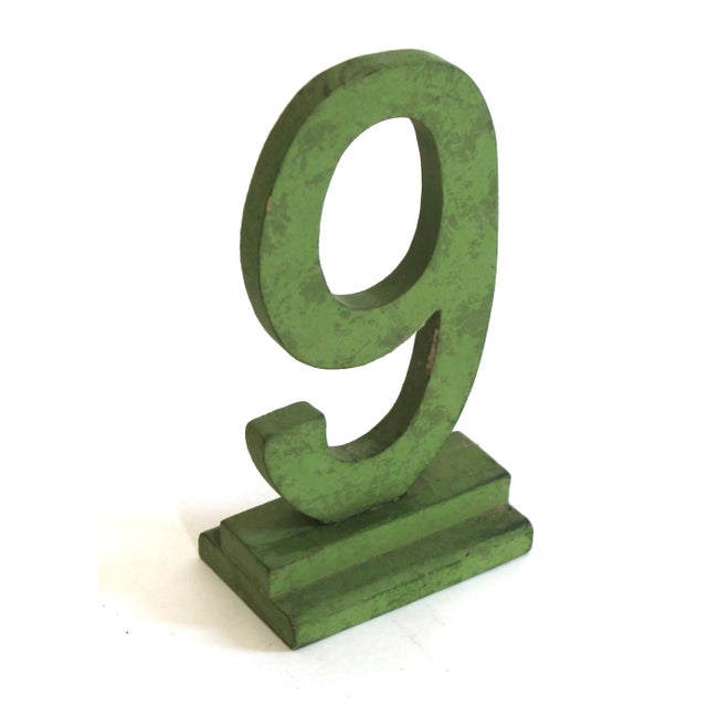 Vintage wood department store number 9 in original green paint, found in Buffalo, NY. Number has wear, scratches,...