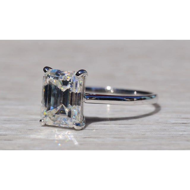 1990s The Artemisa: Ladies Signed White Gold 3CT Moissanite Engagement Ring For Sale - Image 5 of 11