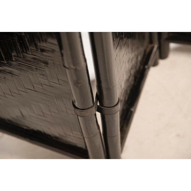 Black Italian Black-Painted Bamboo Folding Screen, 1970s For Sale - Image 8 of 14