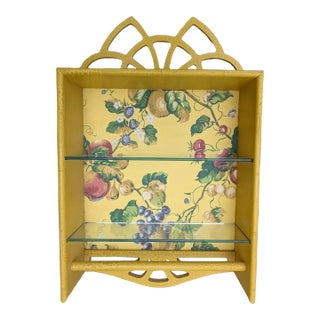 Wall Display Vintage 1950's Yellow Floral Bathroom Kitchen Towel Holder For Sale