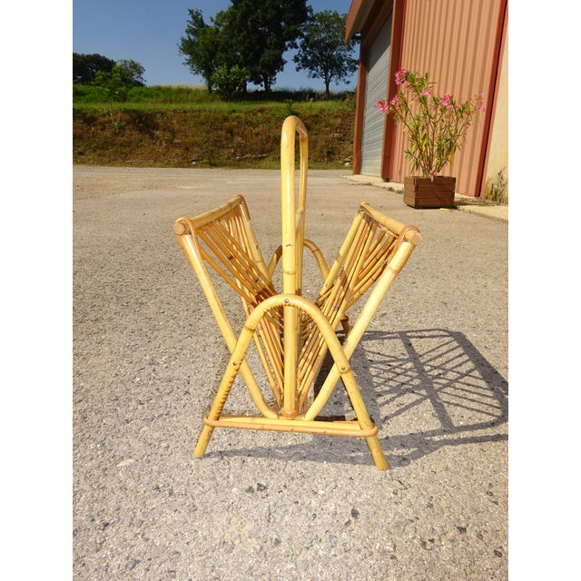 Vintage Rattan Magazine Holder For Sale - Image 6 of 11