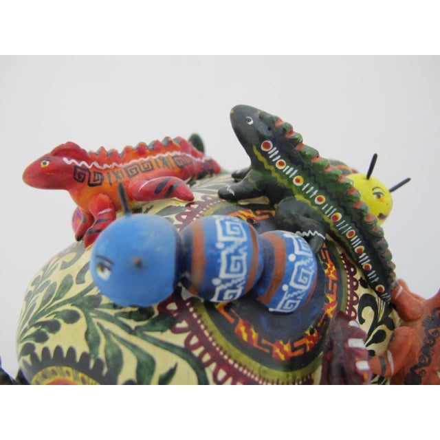 Red Alfonso Castillo Orta Caterpillars Day of Dead Skull Mexican Folk Art Pottery For Sale - Image 8 of 16