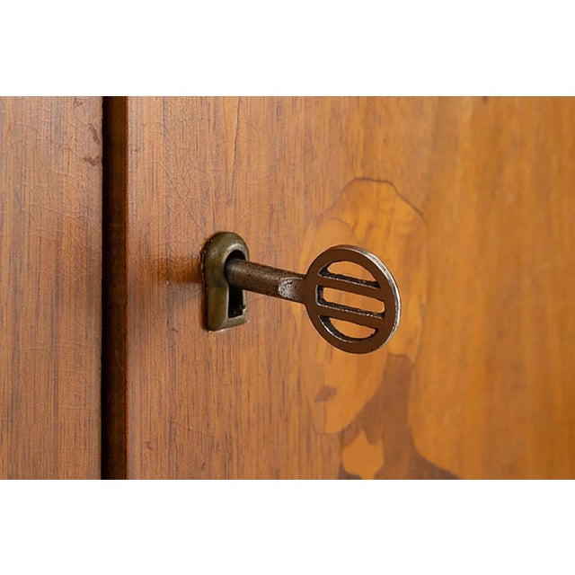 Mid 20th Century 1940s Detailed Intarsia Walnut Swedish Cabinet by Erik Mattson For Sale - Image 5 of 5