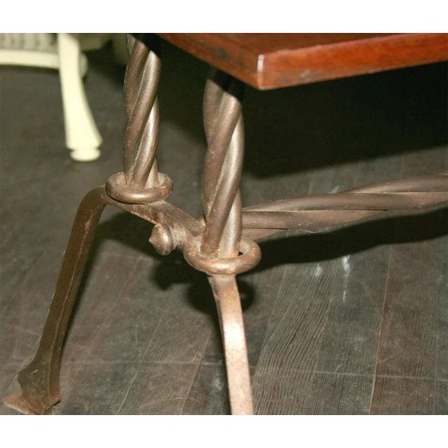French Wood and Handwrought Iron Side Table For Sale - Image 4 of 11