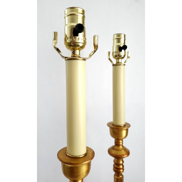 38" Tall Lamp Pair French Empire Gold For Sale - Image 9 of 15