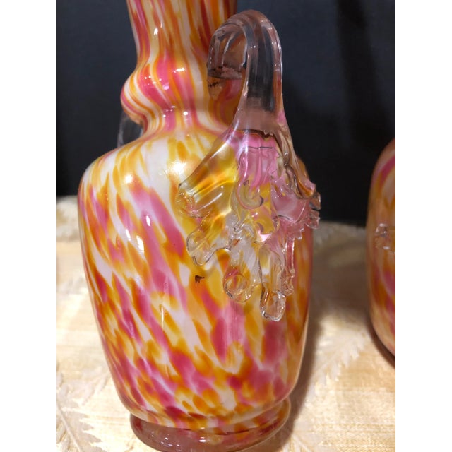 Art Deco Vintage Italian Multi Colored Art Glass Vases - a Pair For Sale - Image 3 of 6