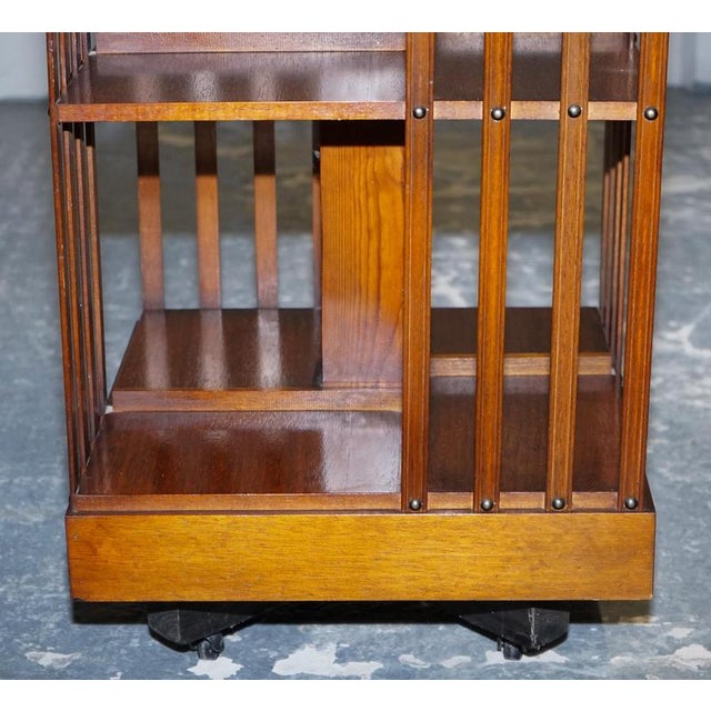 Wood VintageTop Revolving Bookcase in Burr Walnut For Sale - Image 7 of 16