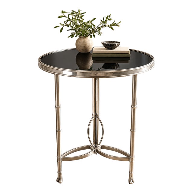 Black Marble Top Side Table For Sale