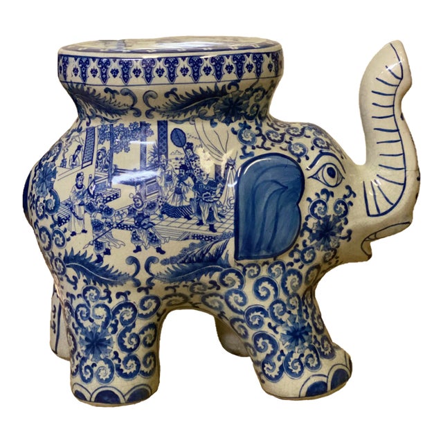 Late 20th Century Blue and White Porcelain Garden Stool For Sale