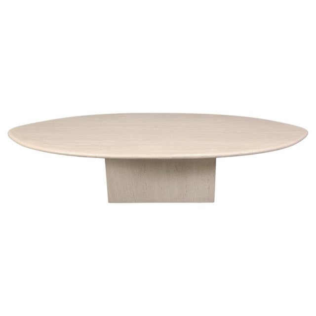 Vintage Oval Travertine Coffee Table, 1970s For Sale - Image 11 of 11