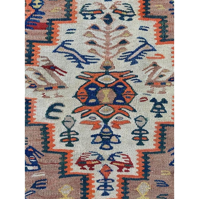 Long Antique Senneh Kurdish Runner Kilim Rug, 1920s For Sale - Image 14 of 18