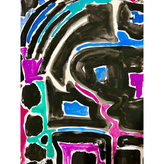 Jay Milder, Abstract Israeli Landscape Jay Milder Rhino Horn Painting Jaffa, Israel Pop Art, 1990 For Sale - Image 4 of 7