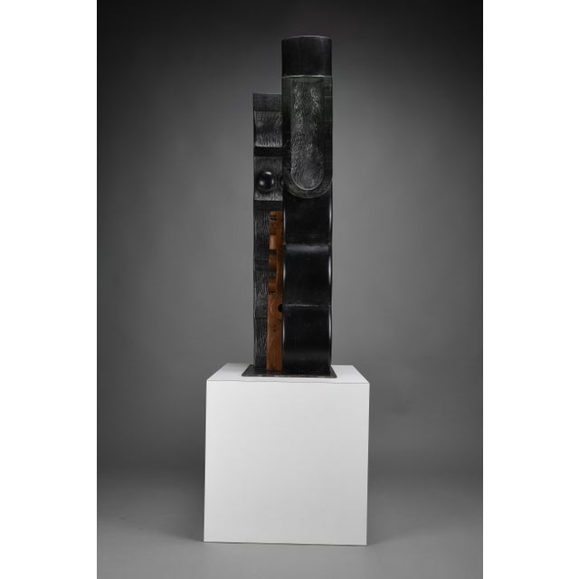 Wood Alberto Cabiddu, Fratelli (Brothers) — Ebonized Wood Totemic Sculpture, 1998, Oak and Wood For Sale - Image 7 of 17
