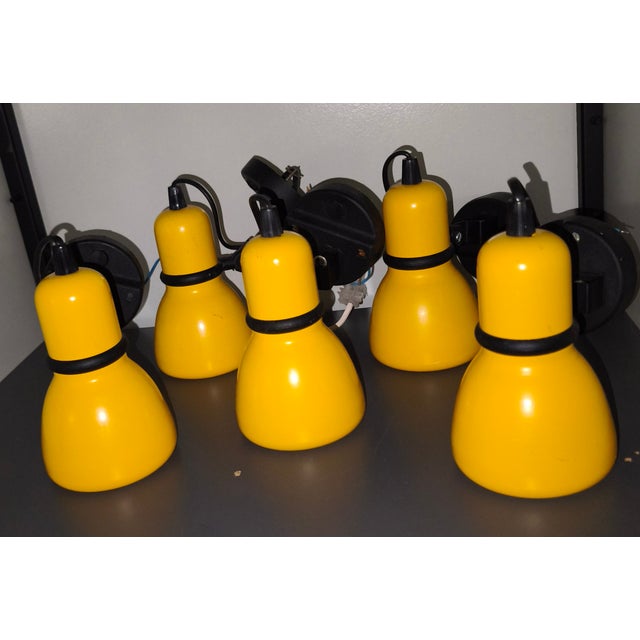 Mid-Century Modern Yellow Spotlight Wall Lights, 1970s, Set of 5 For Sale - Image 3 of 3