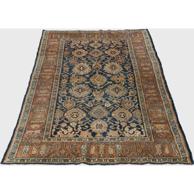 Antique Malayer Navy Blue Area Rug 4'1 X 6'5 For Sale - Image 12 of 14