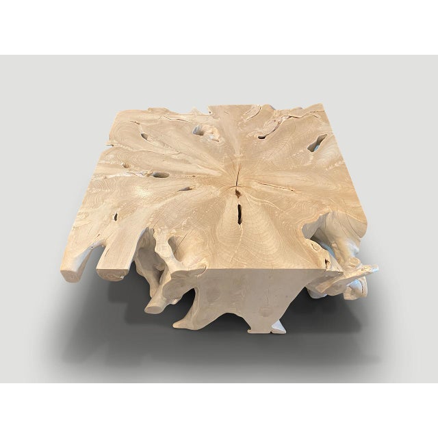 Andrianna Shamaris Bleached Teak Wood Coffee Table or Console For Sale - Image 17 of 18