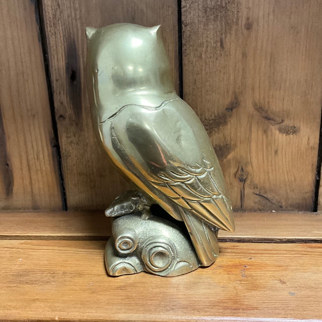 Mid 20th Century Vintage English Brass Owl For Sale - Image 5 of 6