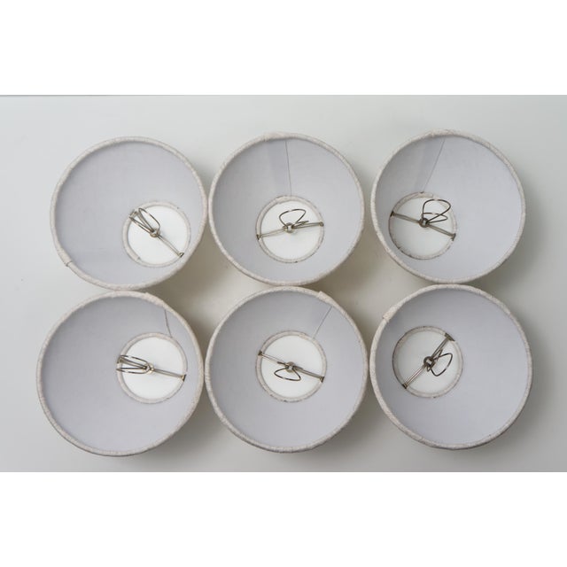 Hand Crafted Chandelier Lamp Shades Cotton Linen Blend Fabric Set of 6 For Sale - Image 4 of 6