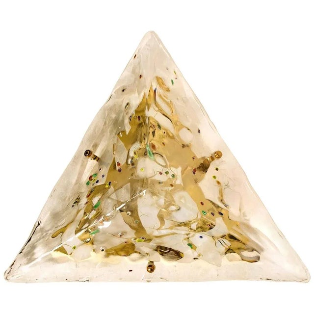Gold-Plated Pyramid Murano Flush Mount or Wall Light from La Murrina, Italy, 1970s For Sale - Image 13 of 13