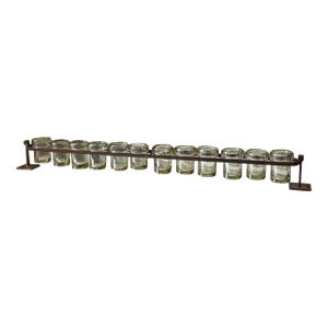 Jan Barboglio 12-Step Glass & Iron Metal 40.5” Firedance Railroad Votive Candleholder Candelabra