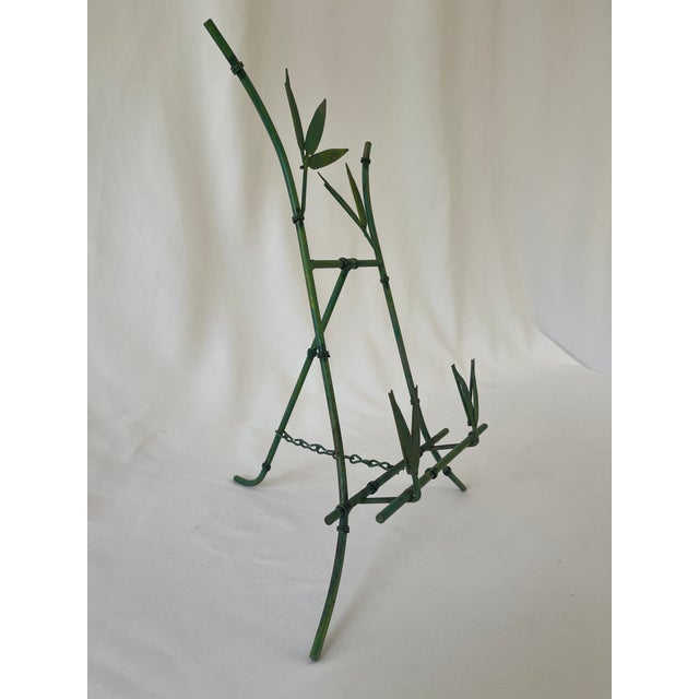 Metal Hollywood Regency Faux Bamboo Metal Picture Frame Tabletop Easel For Sale - Image 7 of 10