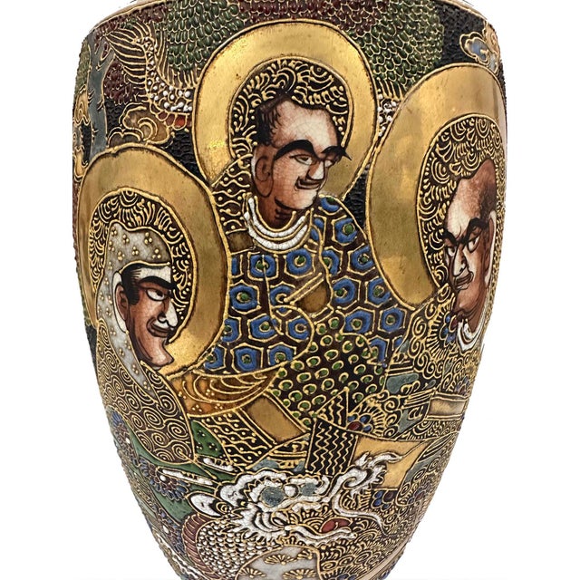 Early 20th Century Japanese Satsuma Polychrome Vase With Gilt and Figures For Sale - Image 16 of 18
