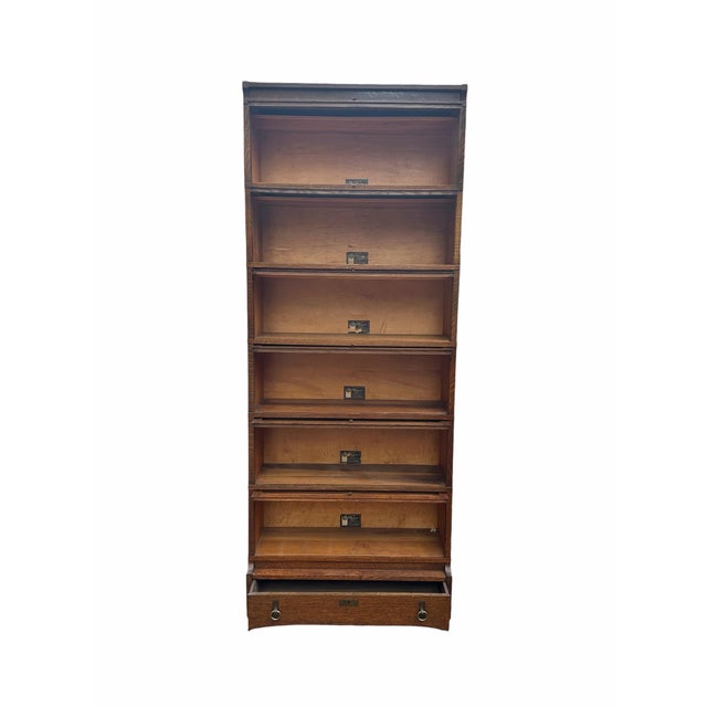 Pair of Antique Arts & Crafts Mission Oak Six Section Barrister Bookcases For Sale - Image 4 of 12