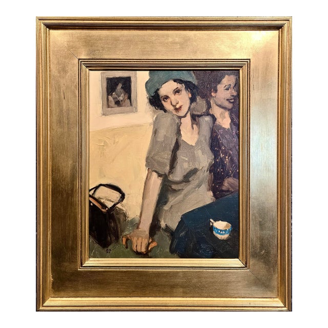 Milt Kobayashi - Girlfriends at a Restaurant -Oil Painting For Sale