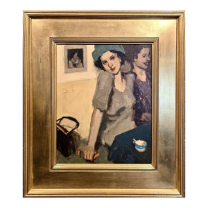 Milt Kobayashi - Girlfriends at a Restaurant -Oil Painting