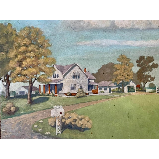 Plastic Vintage Americana Pastoral Countryside Painting For Sale - Image 7 of 7