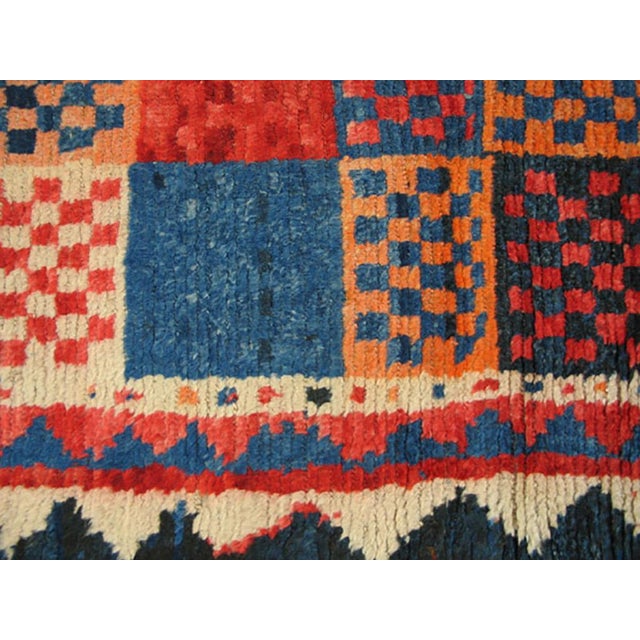1920s Multicolor Geometric Tribal Antique Persian Gabbeh Rug 4'6" X 8'3" Wool Handknotted Carpet For Sale In New York - Image 6 of 6